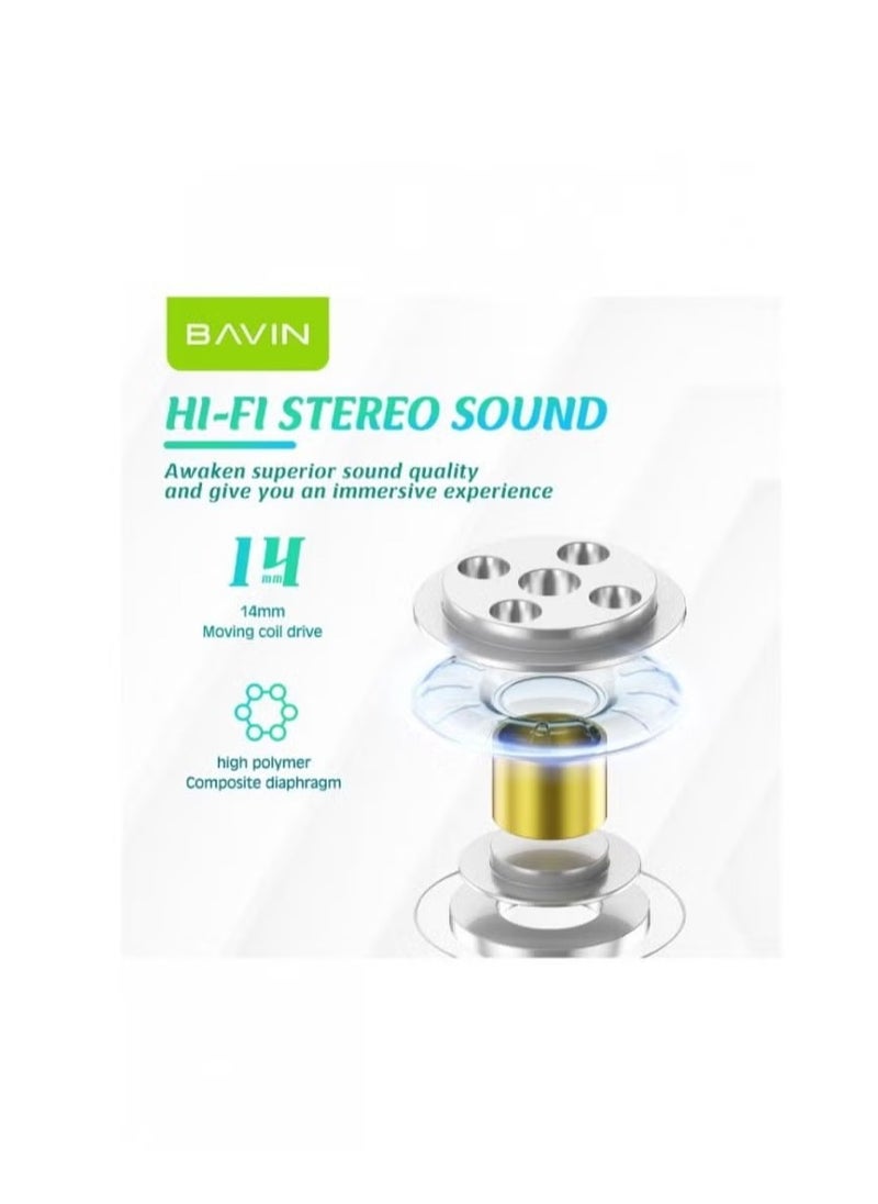 Bavin - Bavin -19 TWS Bluetooth 5.3 Touch Wireless Earphones High Sound With Pure Music And Stereo Sound Pink - Image 1