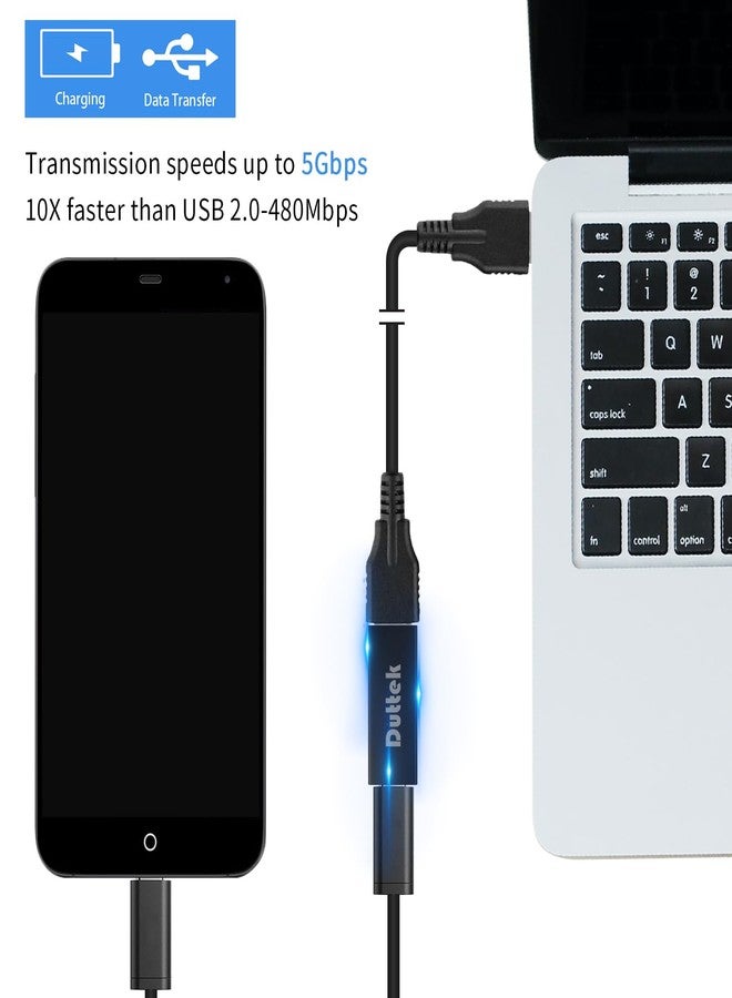 دوتك محول Duttek USB C أنثى إلى USB A أنثى، ناقل بيانات وطاقة بسرعة 5 جيجابت في الثانية، محول من النوع C إلى النوع A، محول OTG متوافق مع MacBook Pro، عبوة من قطعتين (أسود) - Image 4
