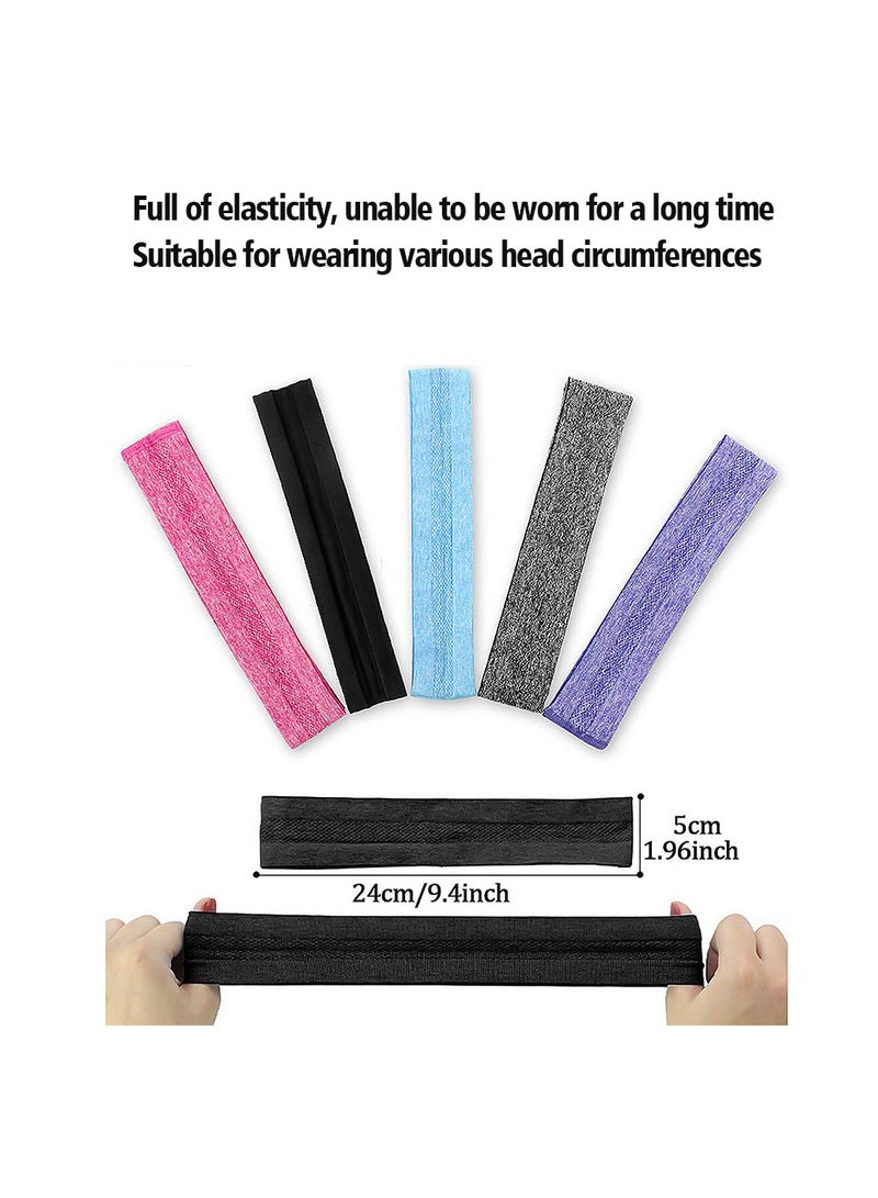 Generic 2-Piece Non-Slip Headband Set,Sweat-Absorbent Band Non-Slip Anti-perspirant Running Headband,Moisture Sweat Sports Workout Headbands Wicking,Quickly Dry Yoga Sweat Band(Black and Grey）  - Image 4