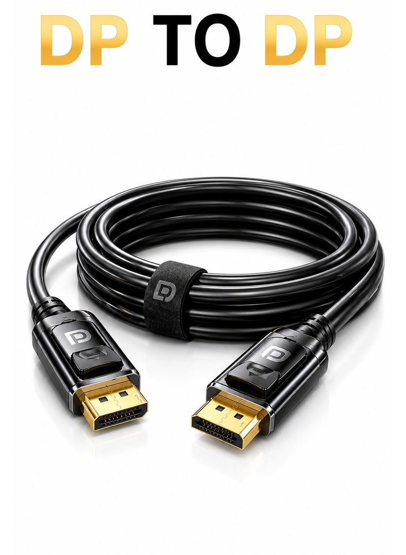 Bright Premium DisplayPort to DisplayPort Cable 3M – Supports 8K@60Hz & 4K@144Hz – 32.4Gbps Bandwidth – Compatible with PC, Laptop & Monitor - Image 1