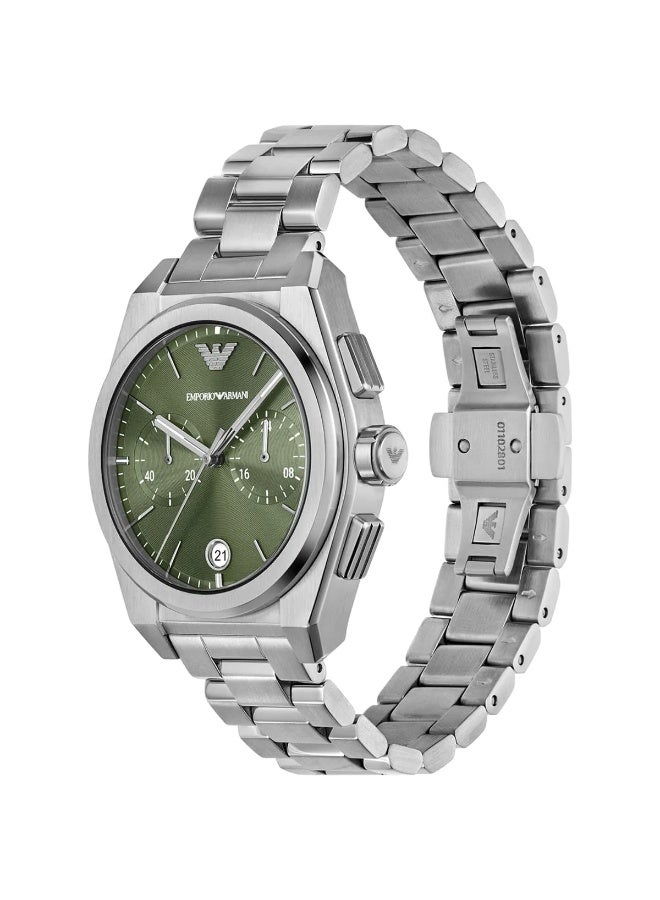EMPORIO ARMANI Men Emporio Armani Men's Chronograph Watch - Silver/Green - Image 2