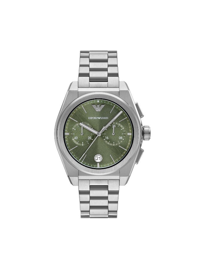 EMPORIO ARMANI Men Emporio Armani Men's Chronograph Watch - Silver/Green - Image 1