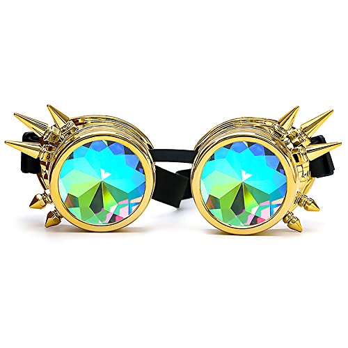 Lelinta Kaleidoscope Rave Goggles Steampunk Goggles Glasses Halloween Costume Accessories for Men Women Cosplay Party - Image 1