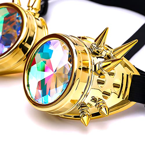 Lelinta Kaleidoscope Rave Goggles Steampunk Goggles Glasses Halloween Costume Accessories for Men Women Cosplay Party - Image 2