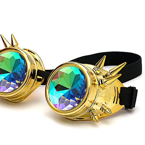 Lelinta Kaleidoscope Rave Goggles Steampunk Goggles Glasses Halloween Costume Accessories for Men Women Cosplay Party - Image 5