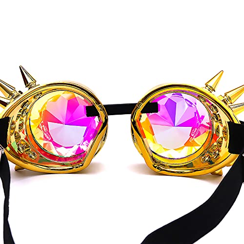 Lelinta Kaleidoscope Rave Goggles Steampunk Goggles Glasses Halloween Costume Accessories for Men Women Cosplay Party - Image 4