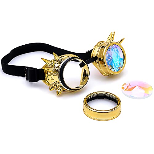Lelinta Kaleidoscope Rave Goggles Steampunk Goggles Glasses Halloween Costume Accessories for Men Women Cosplay Party - Image 3