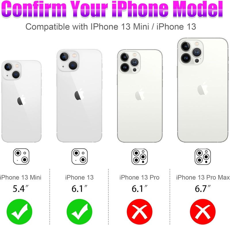 AGVEE 3+3 6 Pack for iPhone 13 6.1" / 13 Mini 5.4" Camera Lens Protector, Bling Diamond & Bling Glitter Metal Ring 9H Tempered HD Glass Camera Cover Film, Bling-Black - Image 2