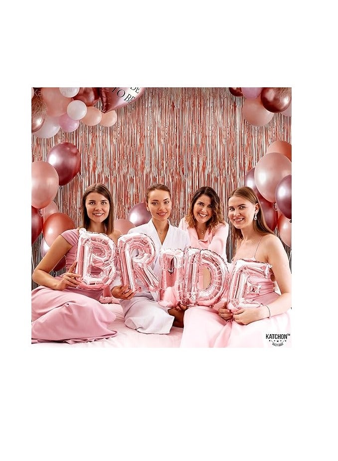 XtraLarge, 6.4x8 Feet Rose Gold Fringe Curtain - Pack of 2 | Rose Gold Backdrop for Bachelorette Party Decorations | Rose Gold Party Decorations, Metallic Rose Gold Streamers, Rose Gold Birthday Decor - Image 2