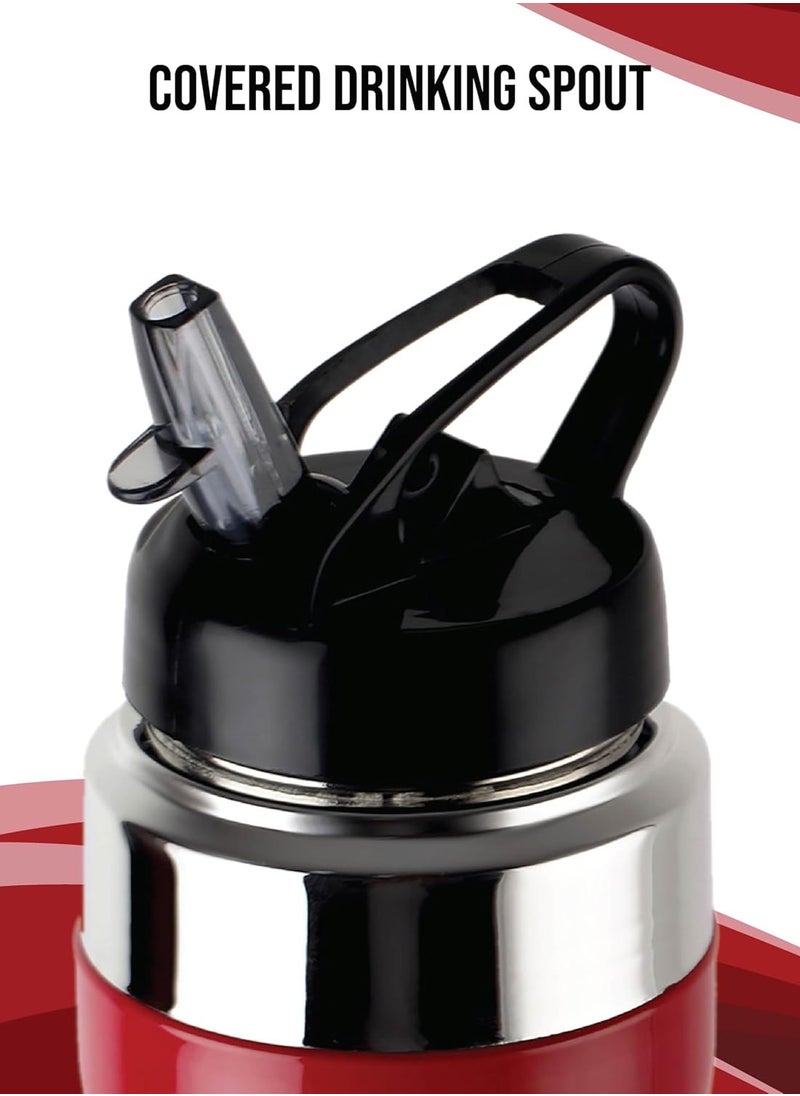 Cello - PURO STEEL X GLAD 800ml Insulated Bottle, 100% Food Grade, BPA Free, 18/8 Stainless Steel, Red - Image 1