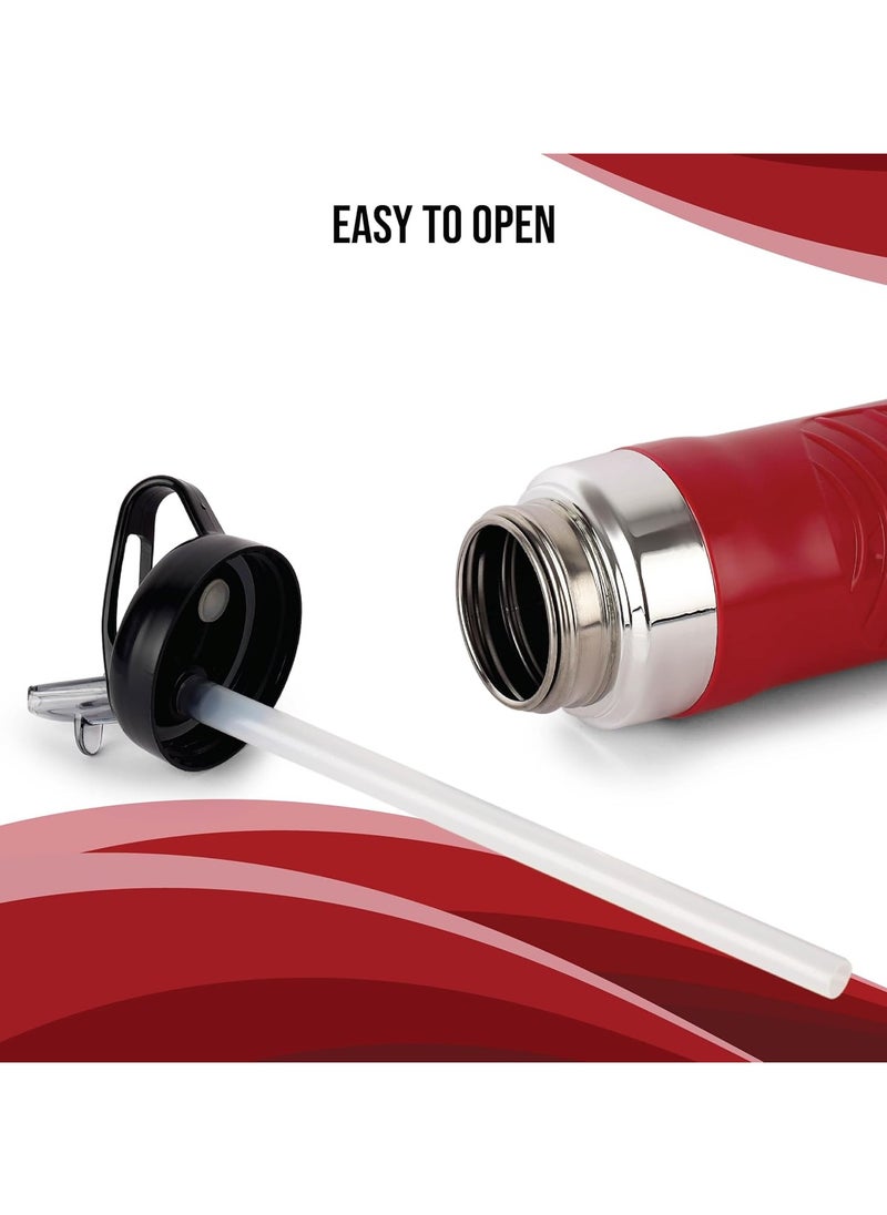 Cello - PURO STEEL X GLAD 800ml Insulated Bottle, 100% Food Grade, BPA Free, 18/8 Stainless Steel, Red - Image 1