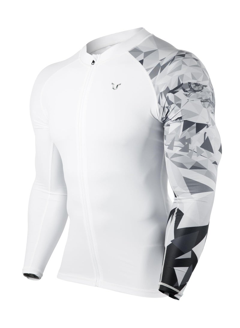 HUGE SPORTS HUGE SPORTS Men's Swim Shirts Long Sleeve Zip Rash Guard UPF 50+ Sun Protective Quick Drying (Eagle, S)  - Image 1