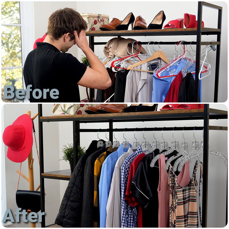 DEILSY Clothes Hangers Plastic Set of 12 Pack Heavy Duty Hangers Dresses, T-Shirts Shirt Dress Blouse Hangers for Closet Organization Crystal Hanger Women and Men Coat Hanger - Image 3