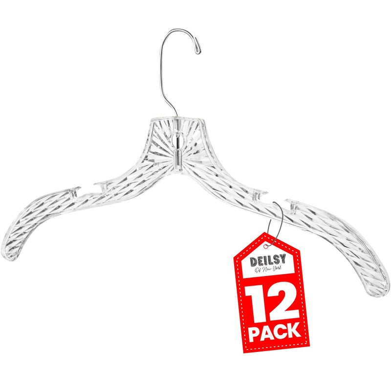 DEILSY Clothes Hangers Plastic Set of 12 Pack Heavy Duty Hangers Dresses, T-Shirts Shirt Dress Blouse Hangers for Closet Organization Crystal Hanger Women and Men Coat Hanger - Image 1