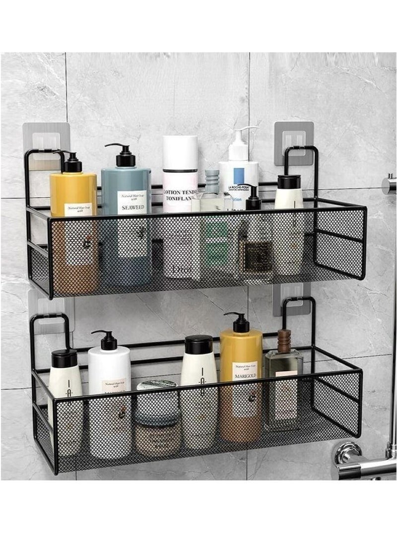 Black Metal Bathroom Organizer Stand (26cm) - Rustproof Mesh Shelf, Space-Saving Storage for Toiletries, Shower - Image 4