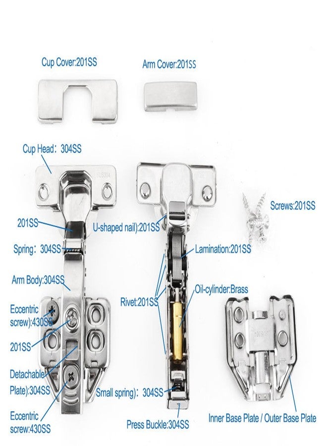 JAGGER JAG381 Cabinet Hinges, Set of 1 (2 Pieces) for Furniture, Wardrobes, Doors, and Storage Units | (3D Soft Close (Stainless Steel), (0 Crank | Full Overlay) - Image 4