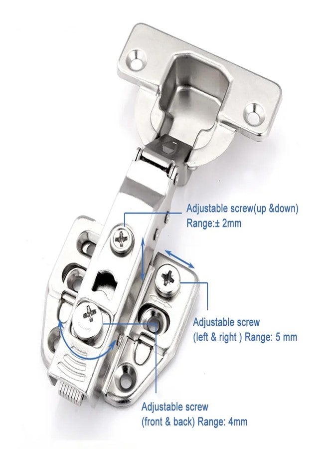 JAGGER JAG381 Cabinet Hinges, Set of 1 (2 Pieces) for Furniture, Wardrobes, Doors, and Storage Units | (3D Soft Close (Stainless Steel), (0 Crank | Full Overlay) - Image 3