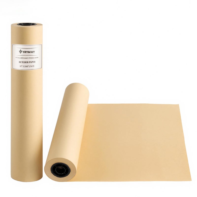 YRYM HT Brown Butcher Paper Roll for Smoker Natural Food Grade Brown Wrapping Paper for BBQ Briskets Smoking Wrapping Meats 18inch x 2100inch 176 ft Unbleached Unwaxed and Uncoated - Image 2
