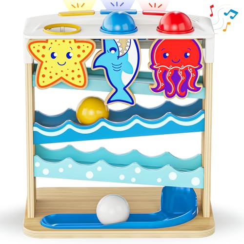 Move2Play Wooden Ocean Friends 30 FinTastic Songs Phrases Baby Toddler Musical Toy First Birthday Present for 1 Year Old Ages 624 Months Boy Girl Ball Drop Toy - Image 1