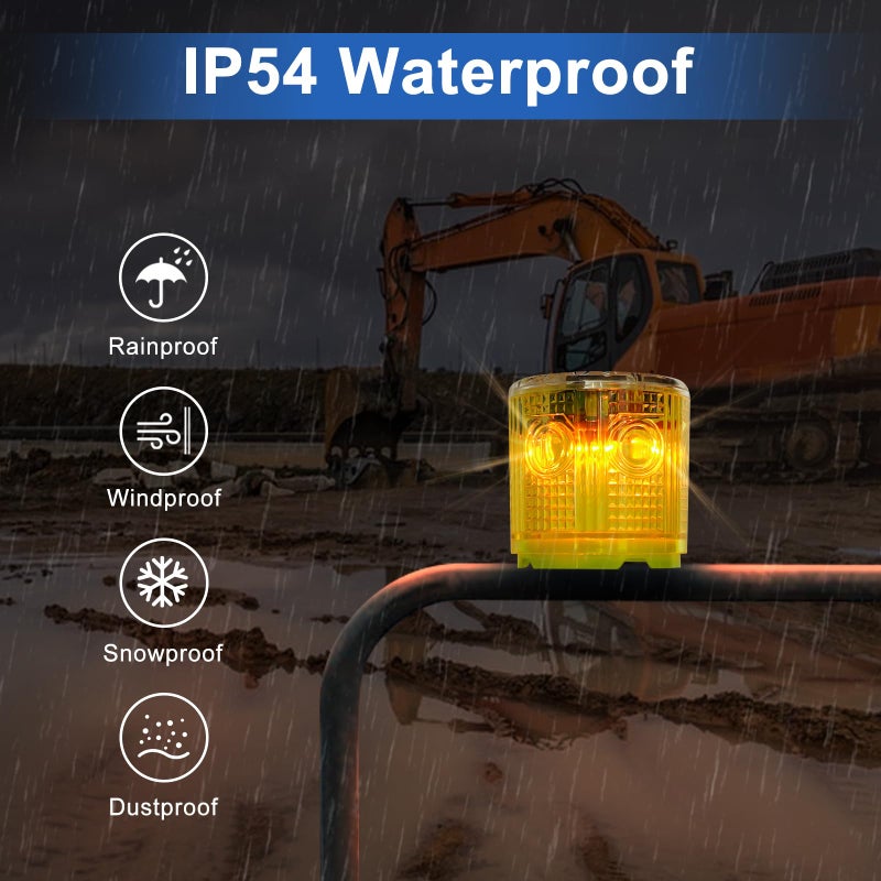 Aolyty Solar Strobe Warning Light Strong Magnetic Base Flashing Super Bright 360 Degree Automatically Turn On Waterproof for Construction Traffic Factory (Red) - Image 4