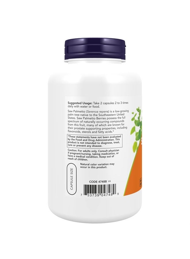 now Supplements, Saw Palmetto Berries (Serenoa repens) 550 mg, Men's Health*, 250 Veg Capsules - Image 2