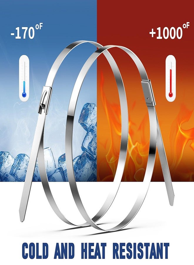 XUTTUM Heavy Duty Metal Cable Ties, Multi-Purpose 11.8-Inch Stainless Steel Cable Ties Are Uv-Resistant And Anti-Aging. Suitable For Hot, Cold, Windy, Rainy, Snowy And Frost Outdoor Environments. - Image 4