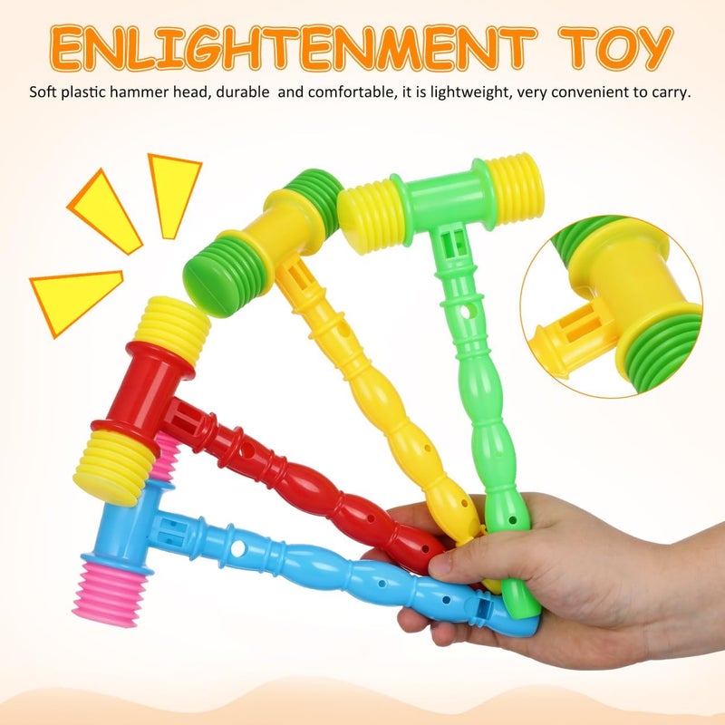 NUOBESTY 8pcs Hammer Pounding Toys, Plastic Squeaky Hammer Toy Musical Pounding Toy Beating Gavel Mallet Toys Educational Toys Random Color - Image 3