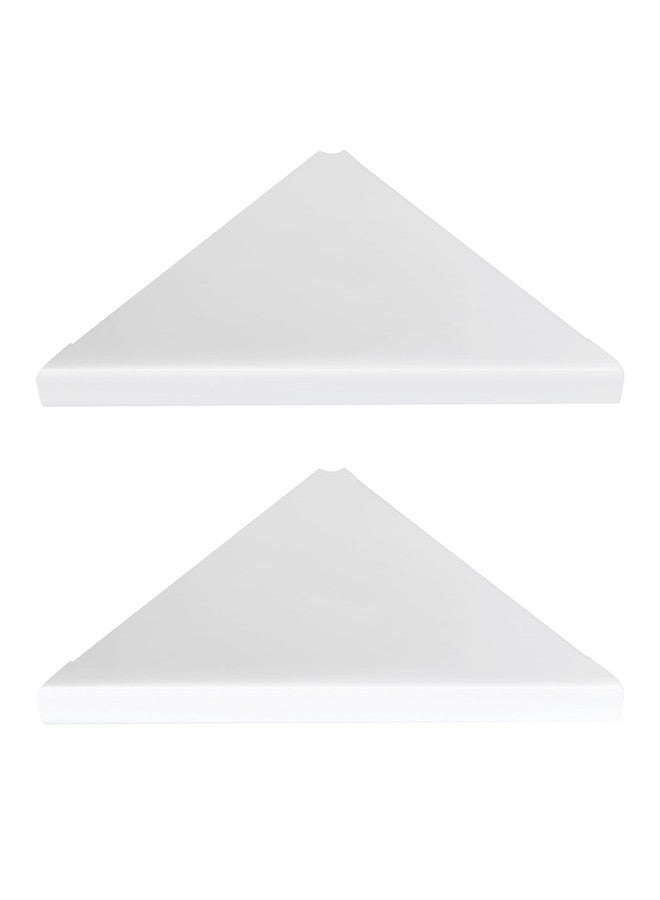 evron Corner Shelf Wall Mount, Acrylic Corner Shelves for Bathroom & Kitchen, Living Room, Space-Saving Wall Mounted Corner Storage – Set of 2, Multiple Colors (White) - Image 1