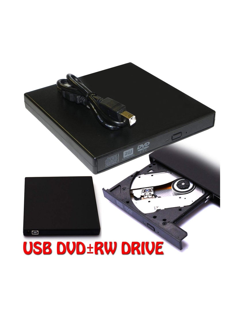 USB External DVD-Reader with CD-RW Burner Drive (Black)
