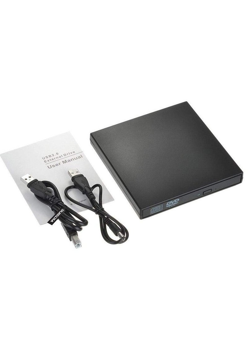 USB External DVD-Reader with CD-RW Burner Drive (Black)