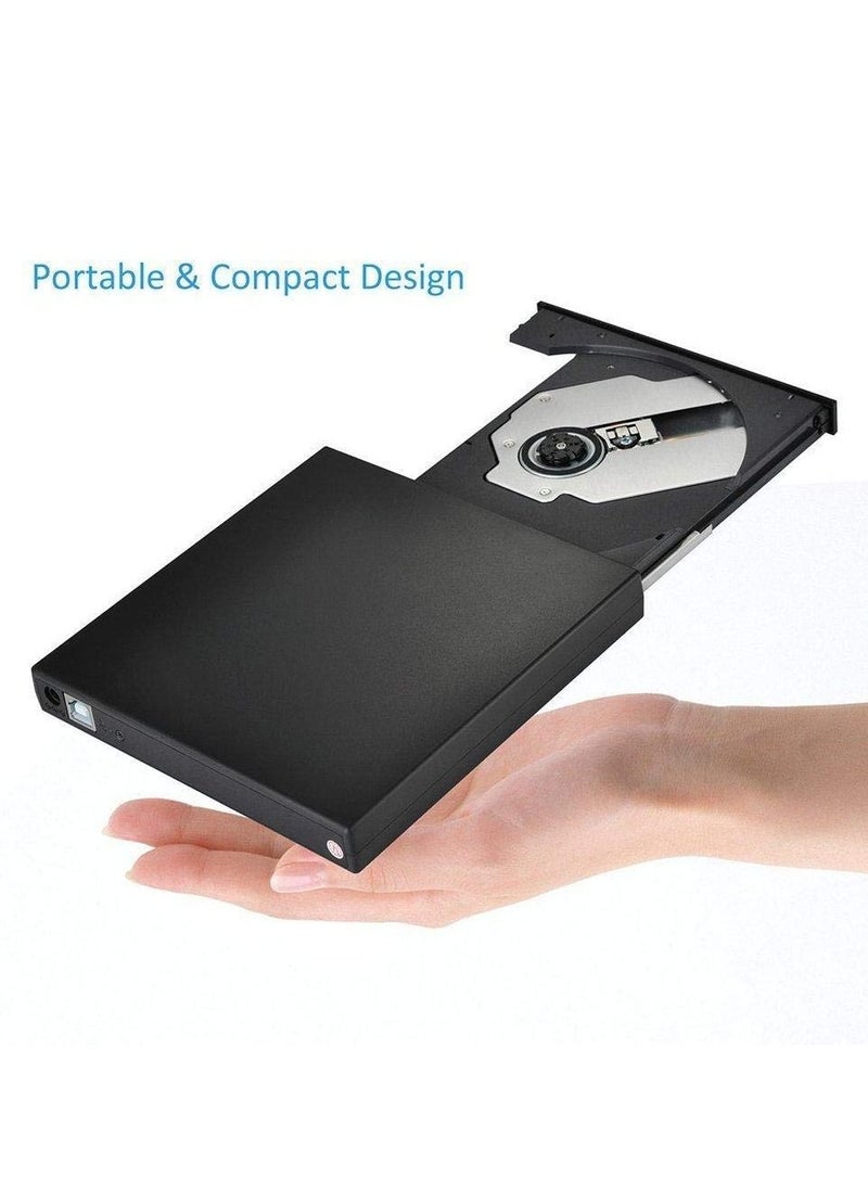 USB External DVD-Reader with CD-RW Burner Drive (Black)