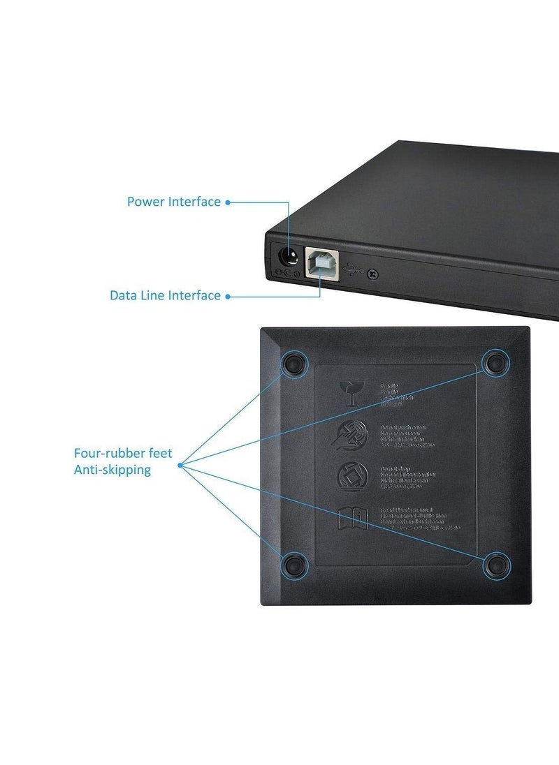 USB External DVD-Reader with CD-RW Burner Drive (Black)