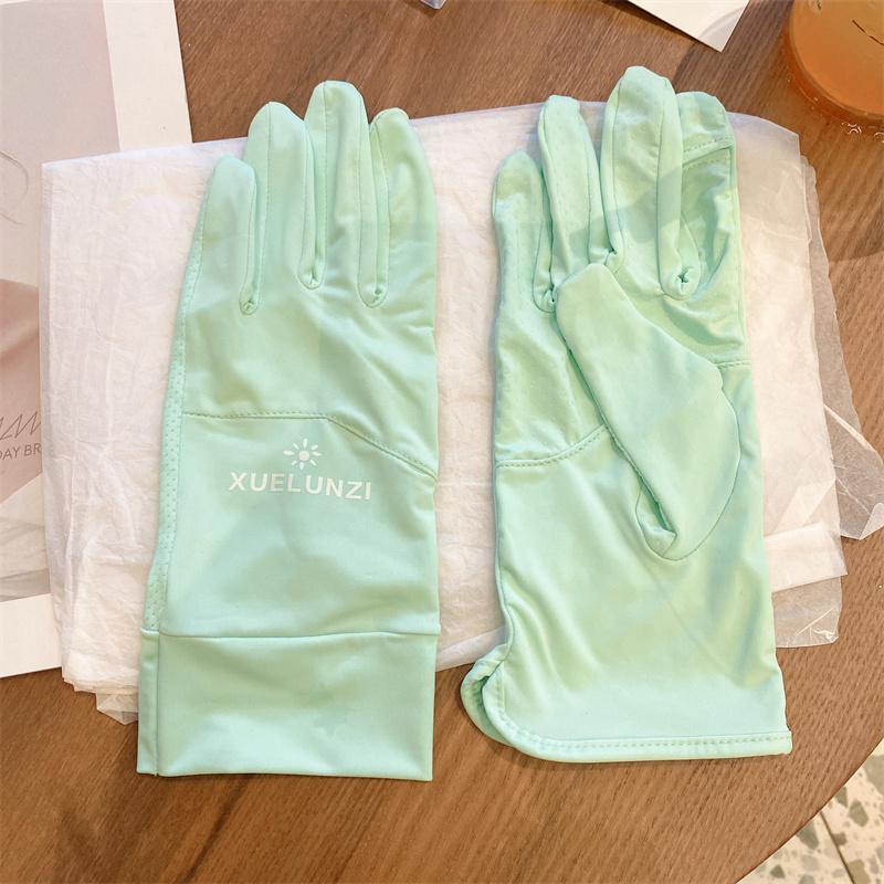 Driving Gloves womens summer sun protection breathable UV protection Ice Silk oversleeve short ice sleeve fashion touch screen Green (Sun)