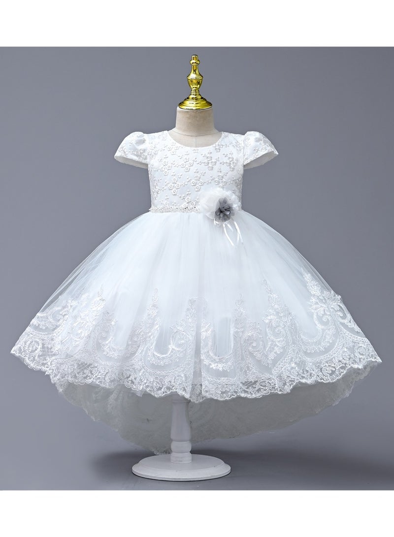 D'Daniela Delia Flower Party Dress White with headband - Image 1