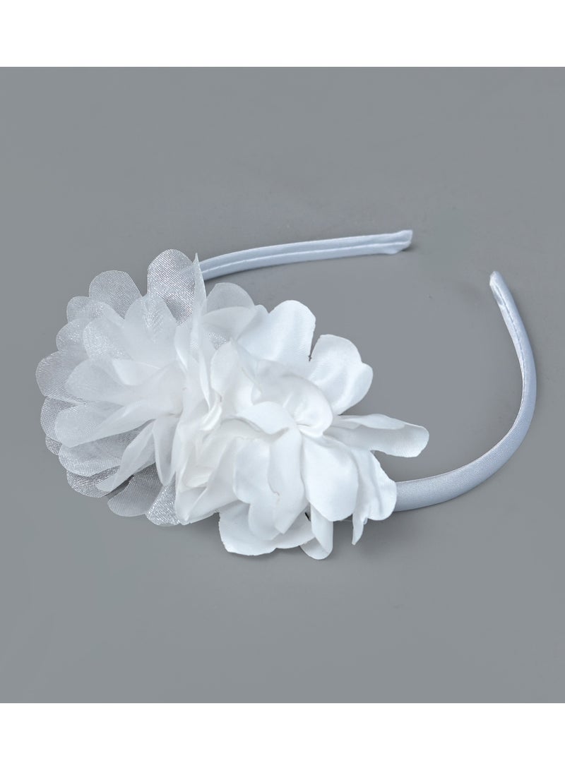 D'Daniela Delia Flower Party Dress White with headband - Image 4