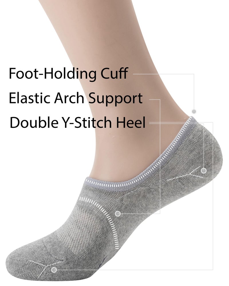 Pro Mountain No Show Socks Women Wide Toe Box For Health Y Heel Forefoot Size M Grey 4 Pack Cotton Cushion Footies Loafer Sneakers US Shoe 8-10 - Image 4