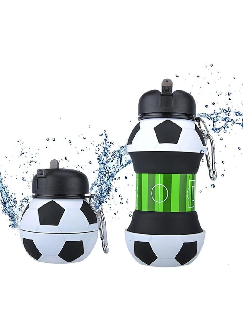 SHENGHUI Creative Football Collapsible Water Bottle, Sports Water Bottle, Stylish Silicone Football Water Bottle; Versatile 550ml and 200ml 2 in 1; Great Gift for Students, Travelers and Sports Lovers - Image 1