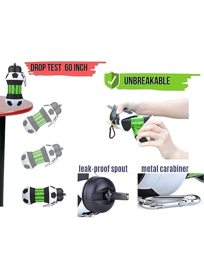 SHENGHUI Creative Football Collapsible Water Bottle, Sports Water Bottle, Stylish Silicone Football Water Bottle; Versatile 550ml and 200ml 2 in 1; Great Gift for Students, Travelers and Sports Lovers - Image 4