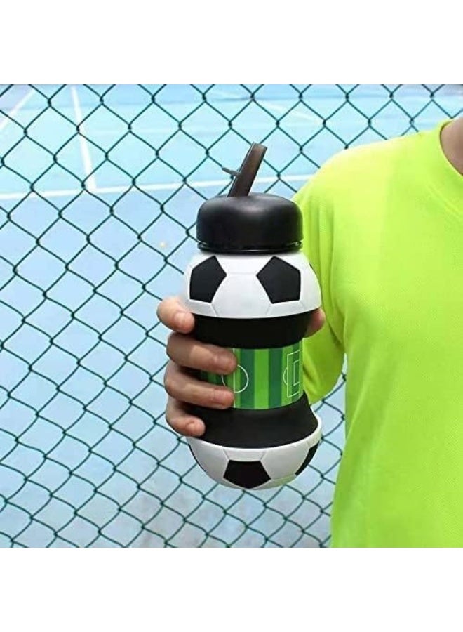 SHENGHUI Creative Football Collapsible Water Bottle, Sports Water Bottle, Stylish Silicone Football Water Bottle; Versatile 550ml and 200ml 2 in 1; Great Gift for Students, Travelers and Sports Lovers - Image 5