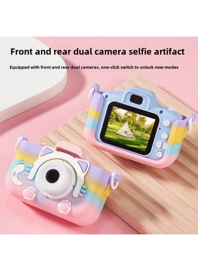 Children's Camera Can Take Pictures And Video Rainbow Cat Small SLR Camera Toy Children's June 1 Children's Day Gift-Color: Hd Dual Camera 9600w+32g Memory Card Set  - Image 2