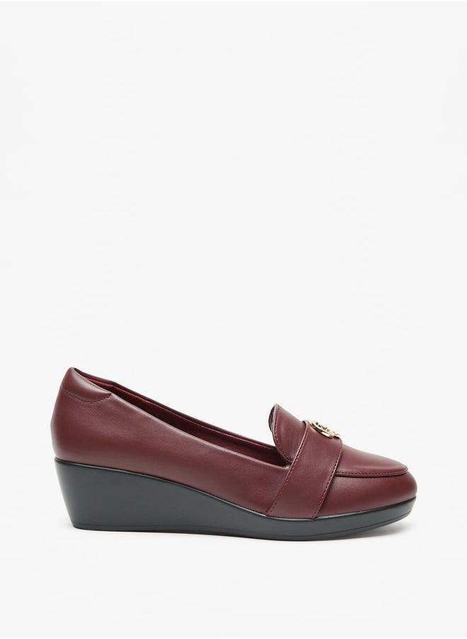 Celeste - Women Metal Accented Slip On Loafers with Wedge Heels - Image 1