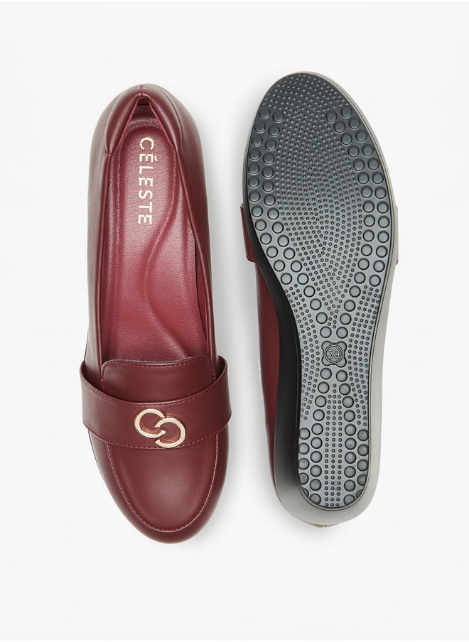 Celeste - Women Metal Accented Slip On Loafers with Wedge Heels - Image 1