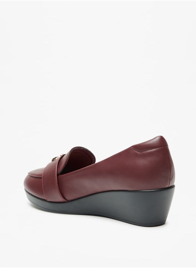 Celeste - Women Metal Accented Slip On Loafers with Wedge Heels - Image 1