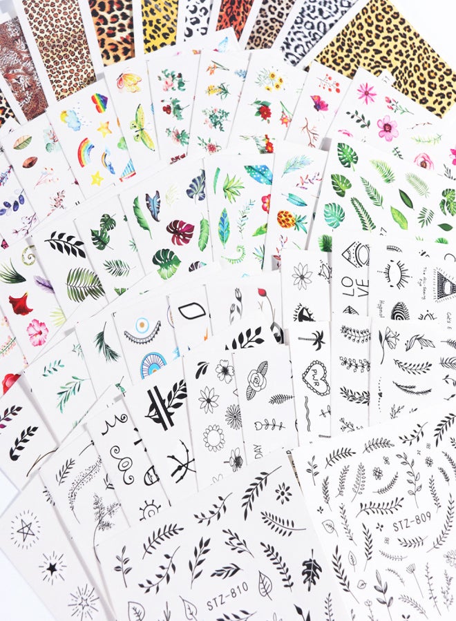 48 Sheets Nail Art Stickers Water Transfer Nail Sticker Nail Decals Nail Art Decoration Manicure Set for Salon Home Use - Image 1