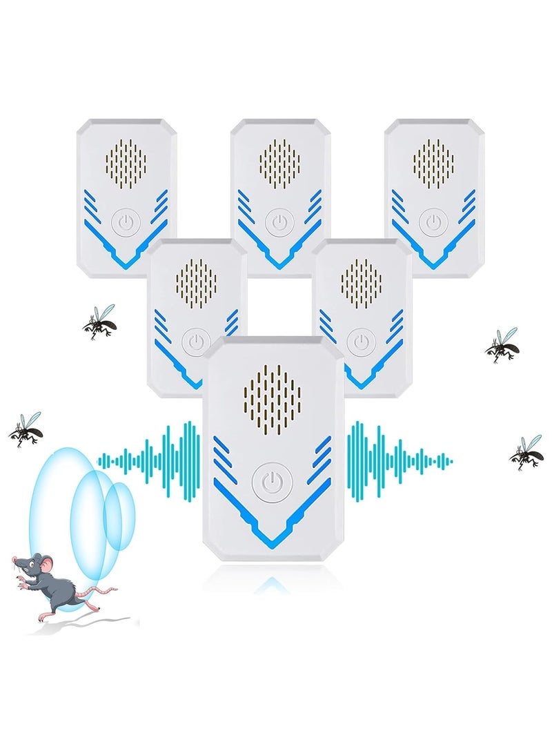 Excefore Ultrasonic Pest Repeller, 6 Pack Indoor Ultrasonic Repellent for Roach, Rodent, Mouse, Bugs, Mosquito, Mice, Spider, Electronic Plug in Pest Control for Home Kitchen Office Warehouse - Image 1