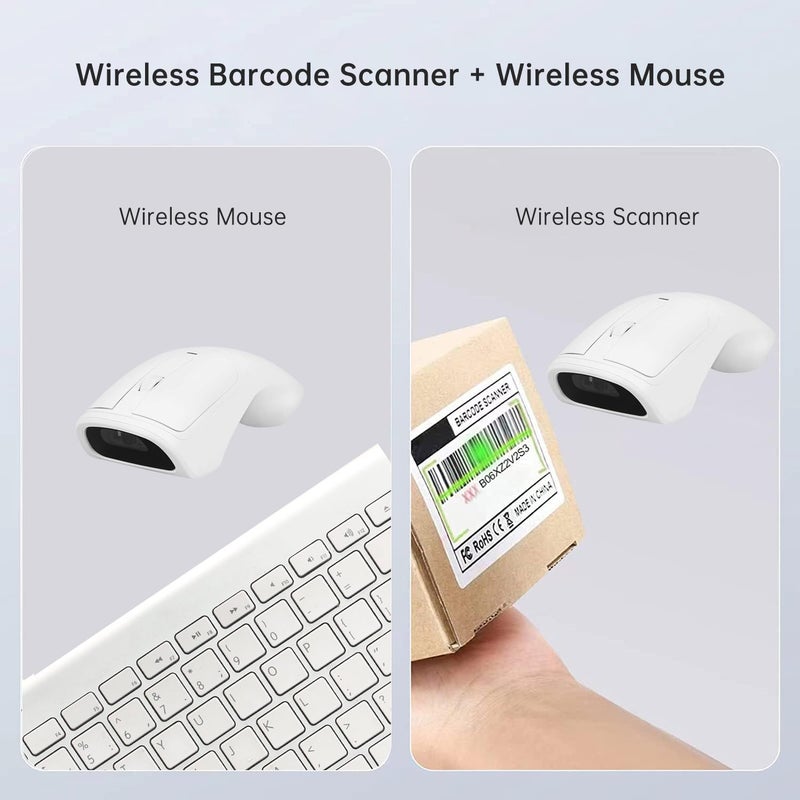 THARO New Wireless Mouse Barcode Scanner, 2-in-1 Design 2D Handheld Barcode Scanner with Wireless Mouse Functions for POS System,Store,Supermarket, Warehouse.(Black) - Image 2