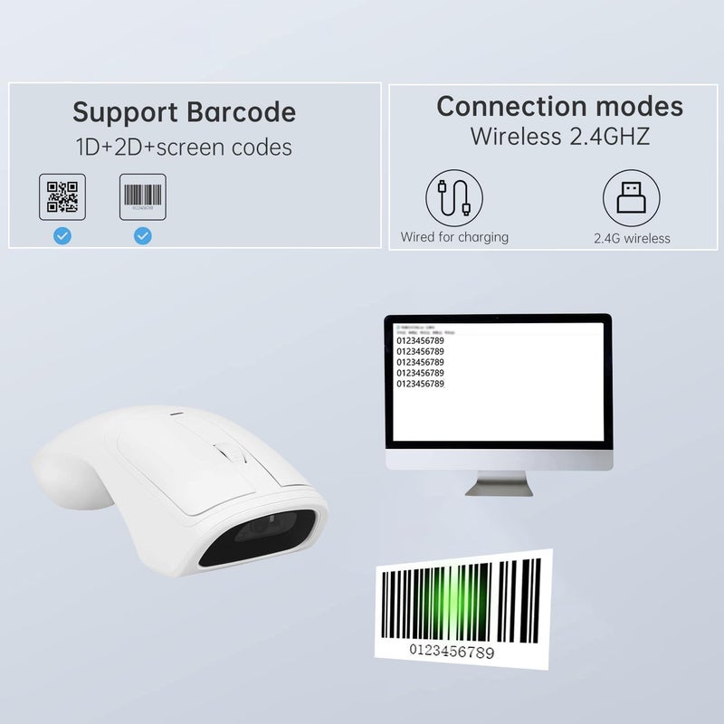 THARO New Wireless Mouse Barcode Scanner, 2-in-1 Design 2D Handheld Barcode Scanner with Wireless Mouse Functions for POS System,Store,Supermarket, Warehouse.(Black) - Image 5