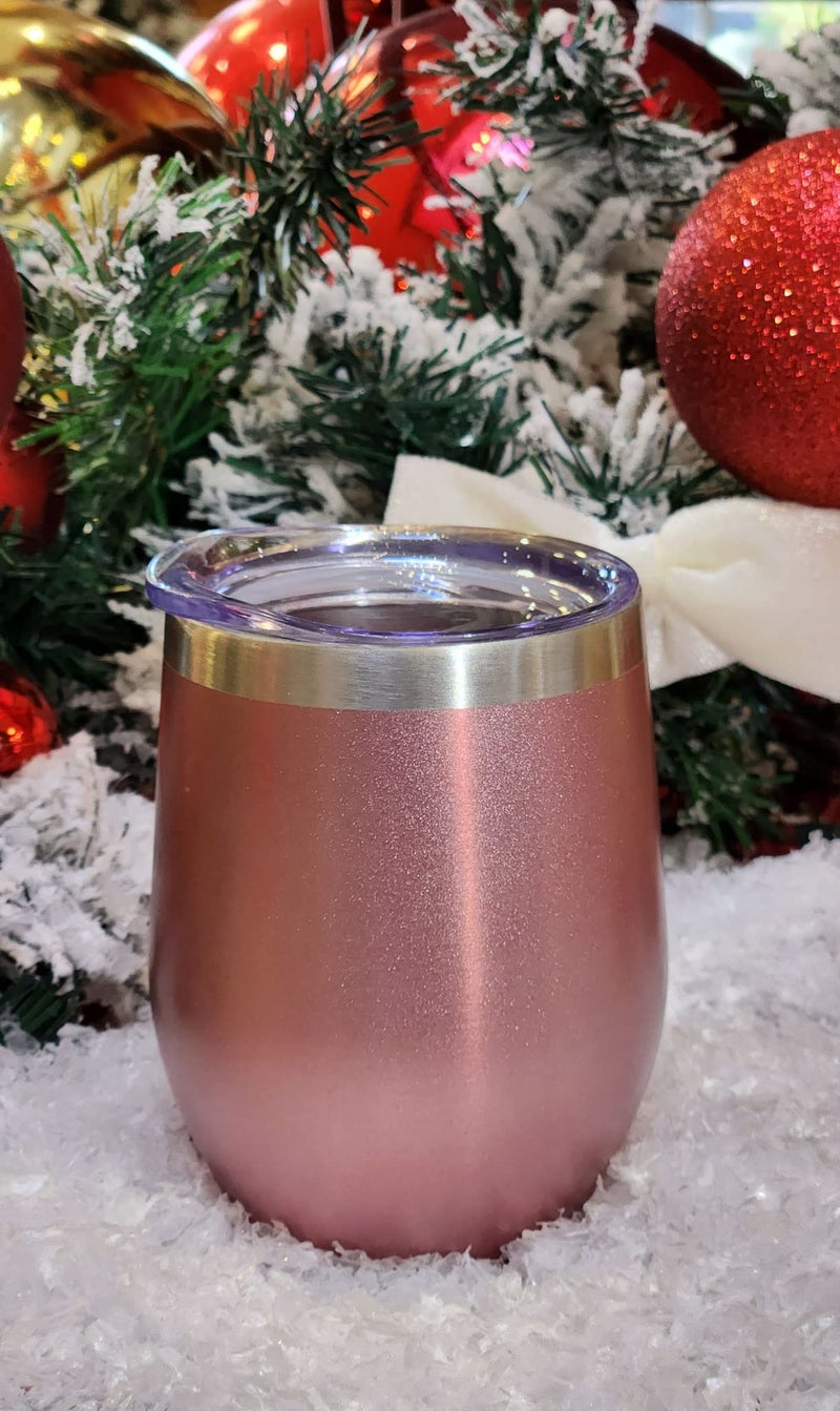 CHILLOUT LIFE 12 oz Stainless Steel Tumbler with Lid & Gift Box | Wine Tumbler Double Wall Vacuum Insulated Travel Tumbler Cup for Coffee  Wine  Cocktails  Ice Cream - Rose Gold - Image 5