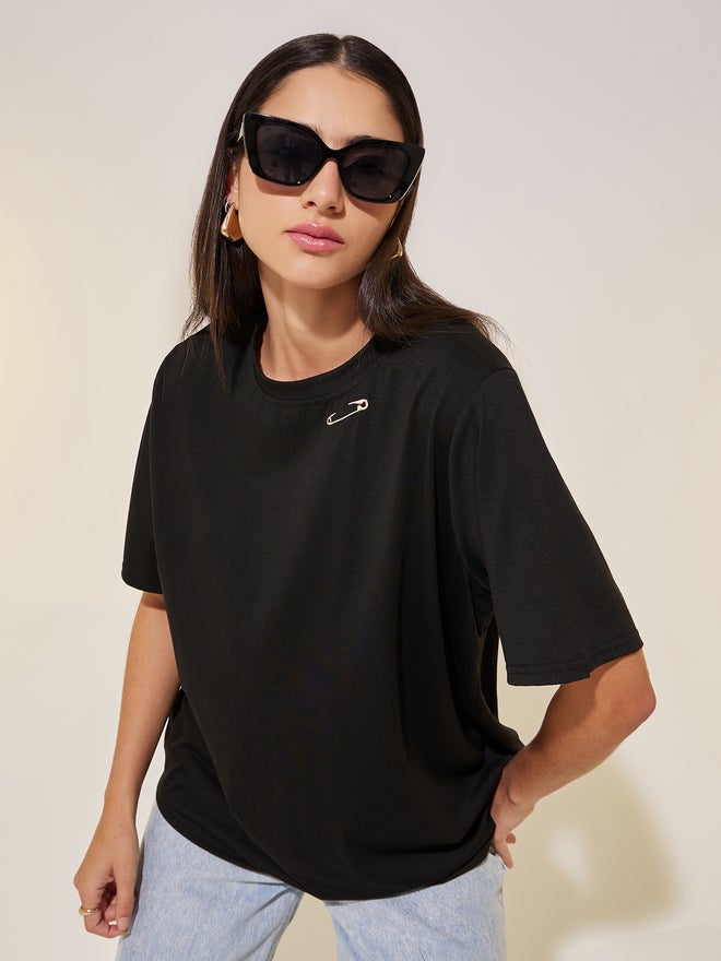 Take Two Take Two Round Neck Embroidered Detail T-shirt  - Image 1