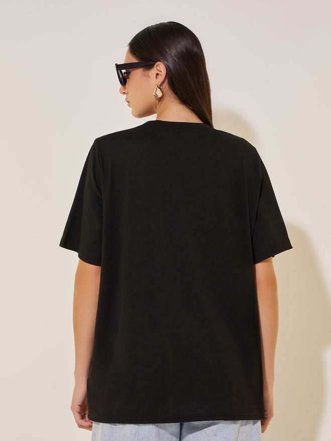 Take Two Take Two Round Neck Embroidered Detail T-shirt  - Image 4